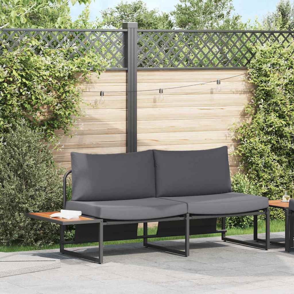 Garden Sofa with Cushion Brown 200.5 x 70 x 85.5cm Metal